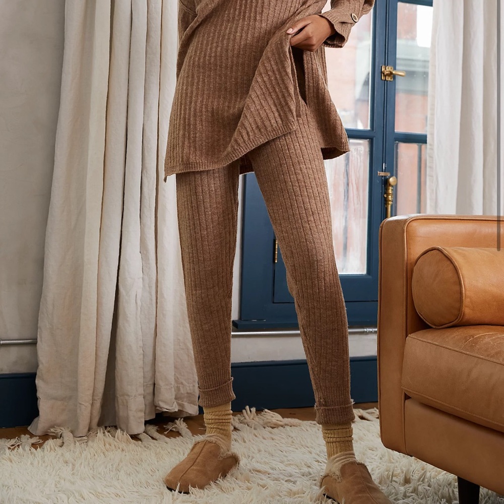 Free People Ribbed Knit Pants in Brown